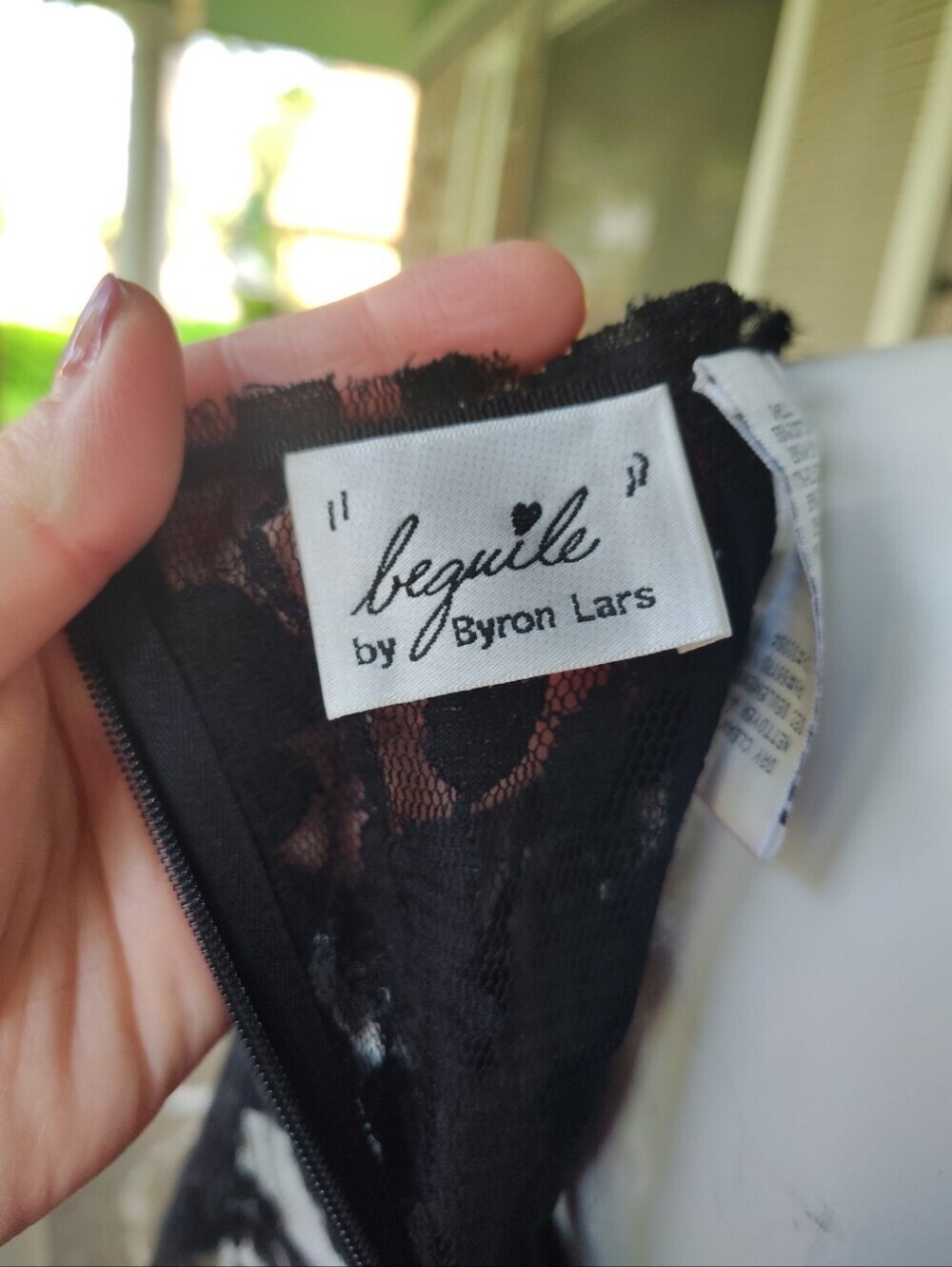 Beguile By Byron Lars Black Lace Carissima Sheath Dress Sz 8P Nude Lining Gothic - Picture 8 of 11